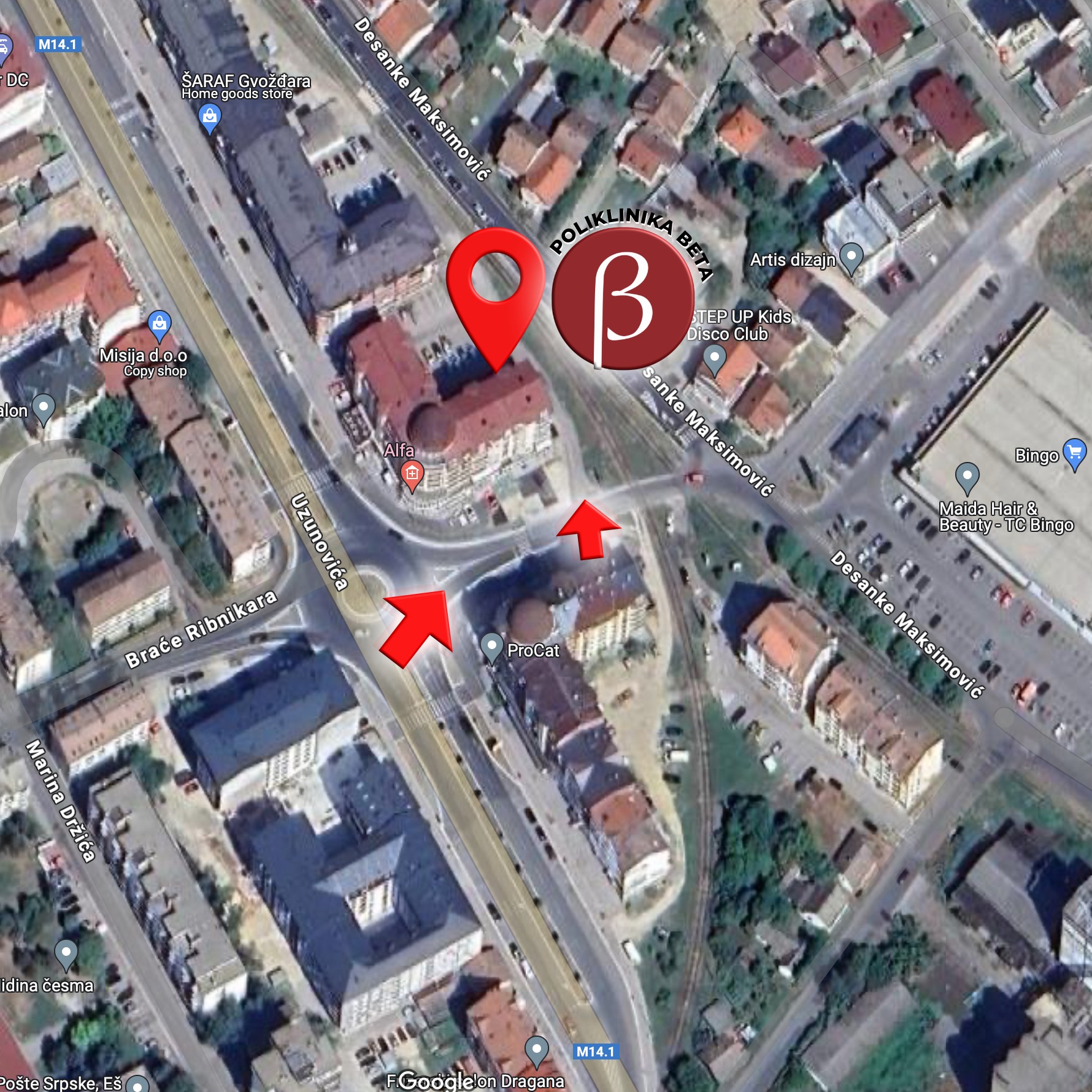 Nalazimo se na adresi Uzunovica 17. Do nas mozete doci prateci strelice